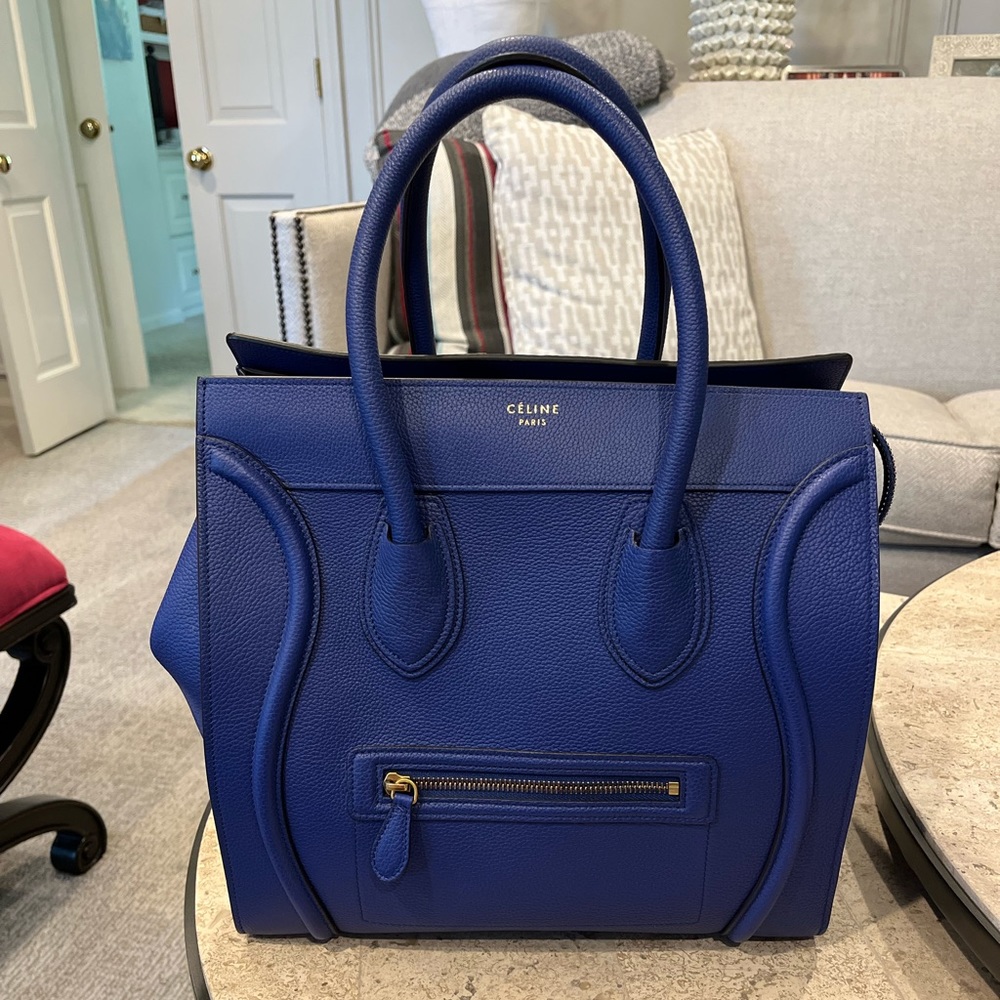 Celine Mini Bag Luggage Blue Handbag Purse.